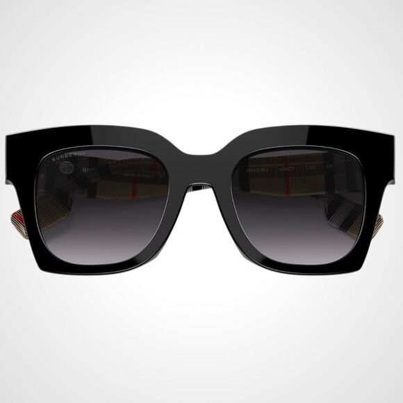 New Burberry Sunglasses Black Square Checkered Arms Womens 49mm BURBERRY - Picture 5 of 7